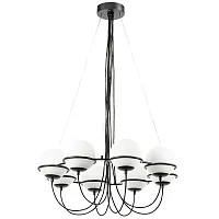 Люстра подвесная Globo 803287 Lightstar белая на 8 ламп, основание чёрное в стиле современный шар Люстра подвесная Globo 803287 Lightstar белая на 8 ламп, основание чёрное в стиле современный шар